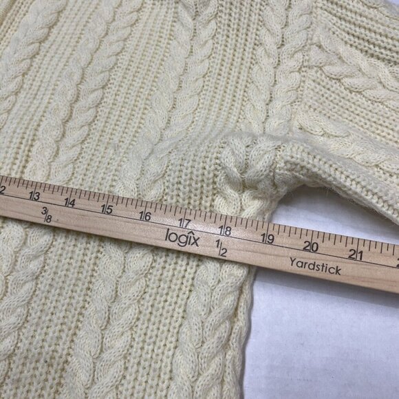 Vintage‎ JJ Browne Cardigan Sweater Womens S Cream Cable Knit Open Front Grandma - Picture 7 of 8